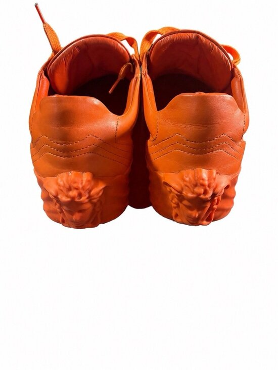 Versace Orange Leather Lion Head Lace-Up Casual Sneakers – Men’s Size 10 main image 6